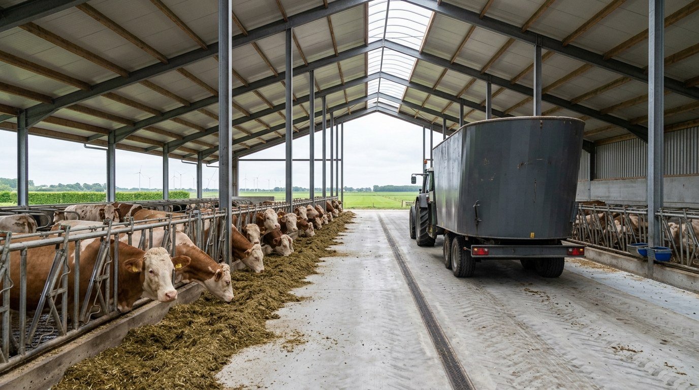 Covered feedlot, interior: concept image