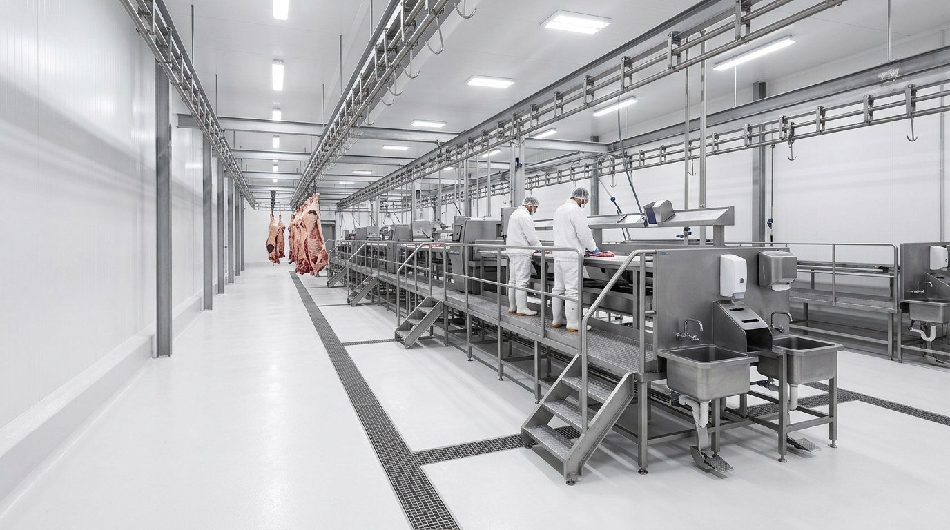 Slaughterhouse processing hall: concept image