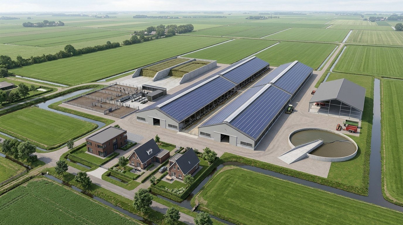 Modern enclosed-barn farm, 1,000 head: concept project