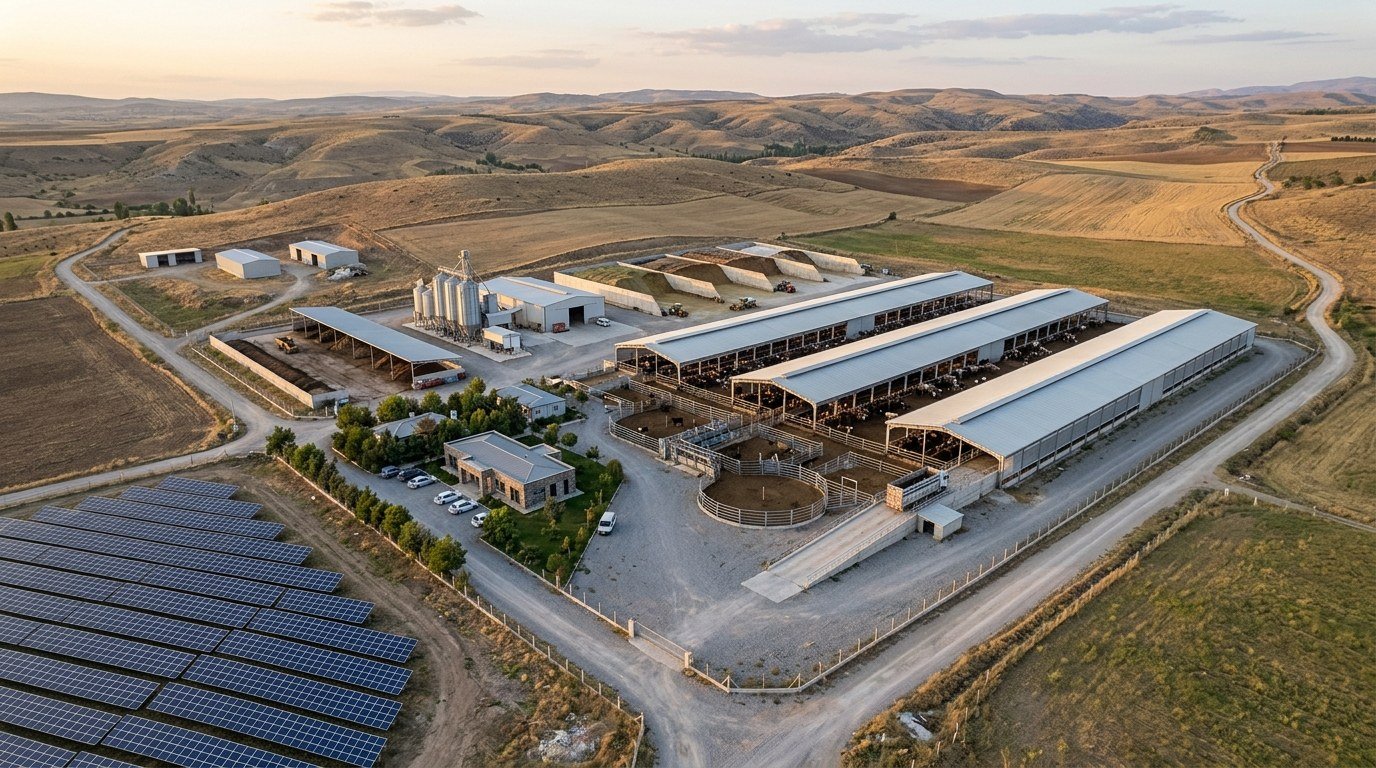 Modern enclosed-barn farm, 2,000 head: concept project